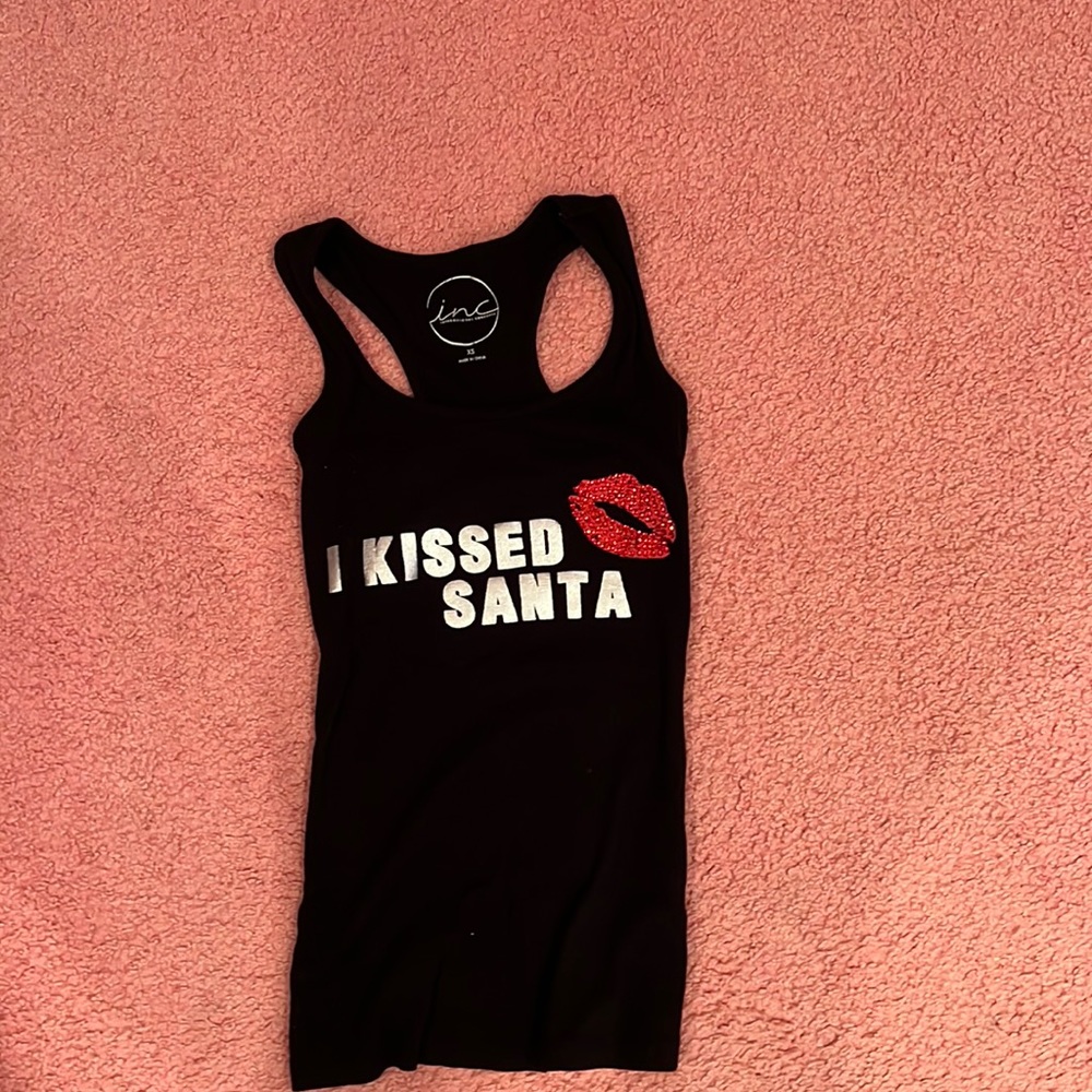 Inc International Concepts “I Kissed Santa” Tank Top